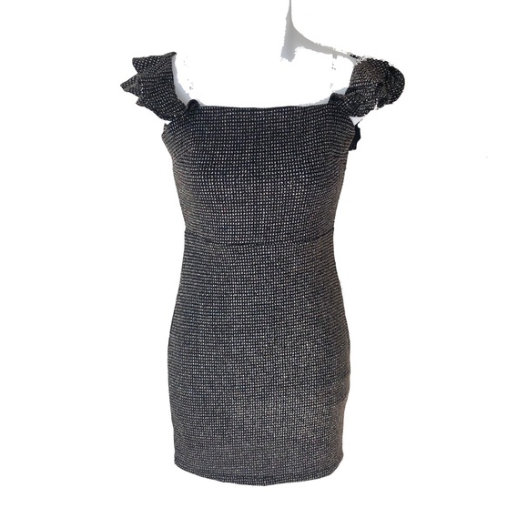 Just Me Off The Shoulder Metallic Mini Dress - Picture 1 of 12